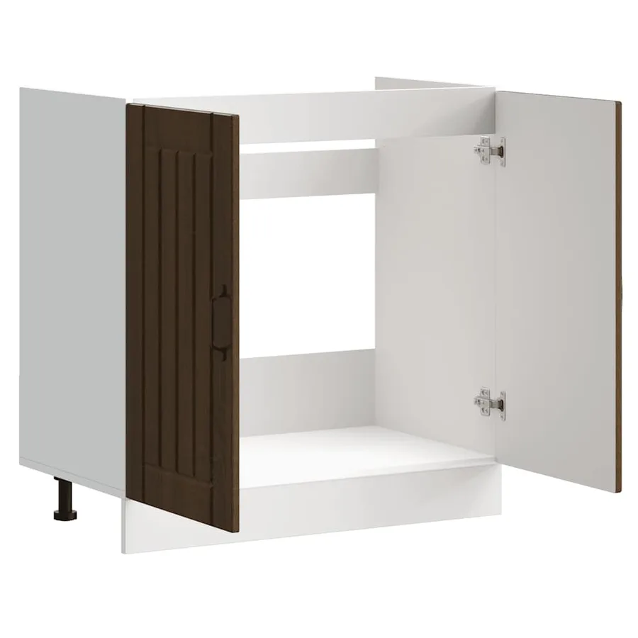 Meuble de base de lavabo Lucca chêne marron bois d'ingénierie - 5