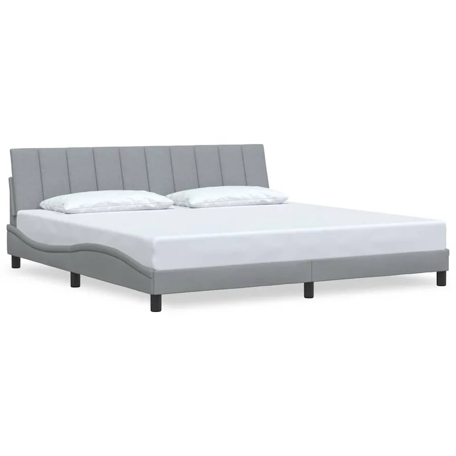 Cadre de lit sans matelas Hanko gris clair 200x200 cm tissu - 2