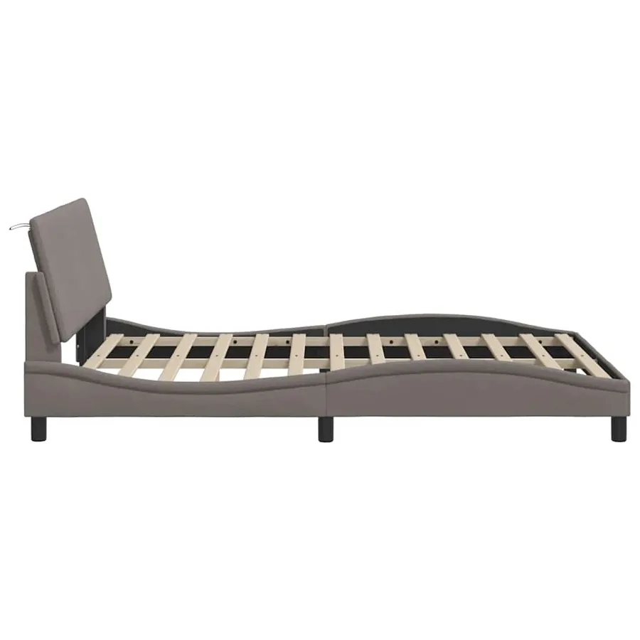 Cadre de lit sans matelas Hanko taupe 140x200 cm tissu - 9