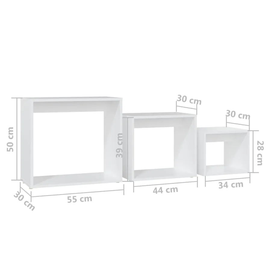 Tables gigognes 3 pcs Blanc Aggloméré - 10