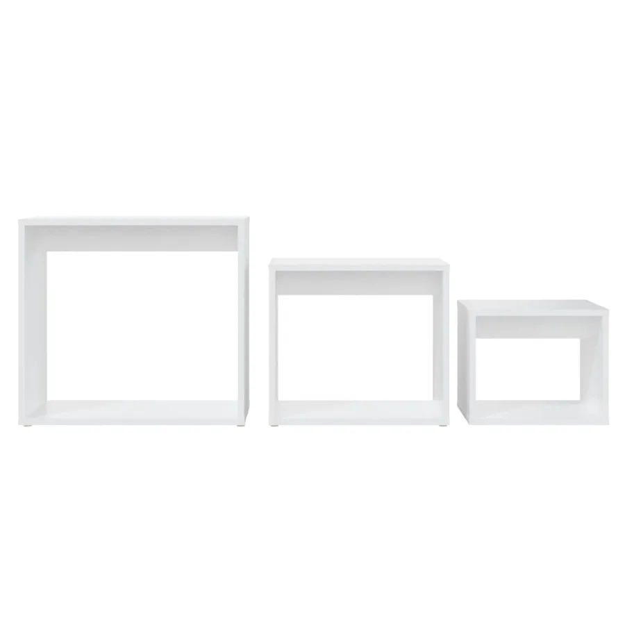 Tables gigognes 3 pcs Blanc Aggloméré - 6