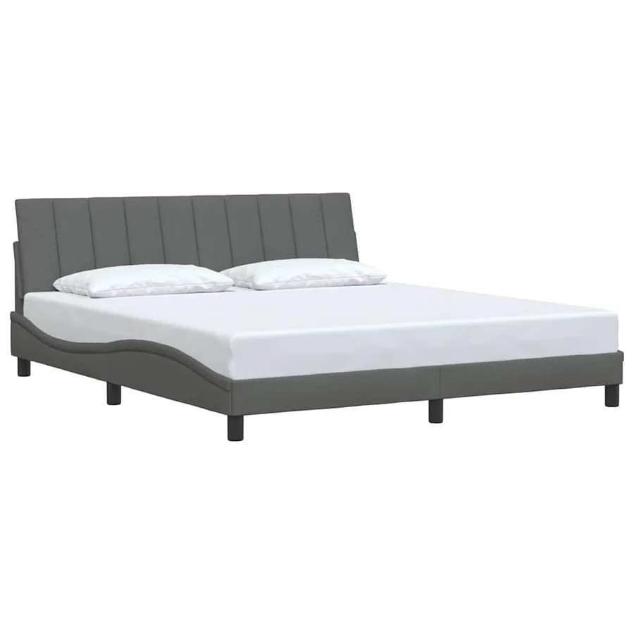Cadre de lit sans matelas Hanko gris foncé 180x200 cm tissu - 3