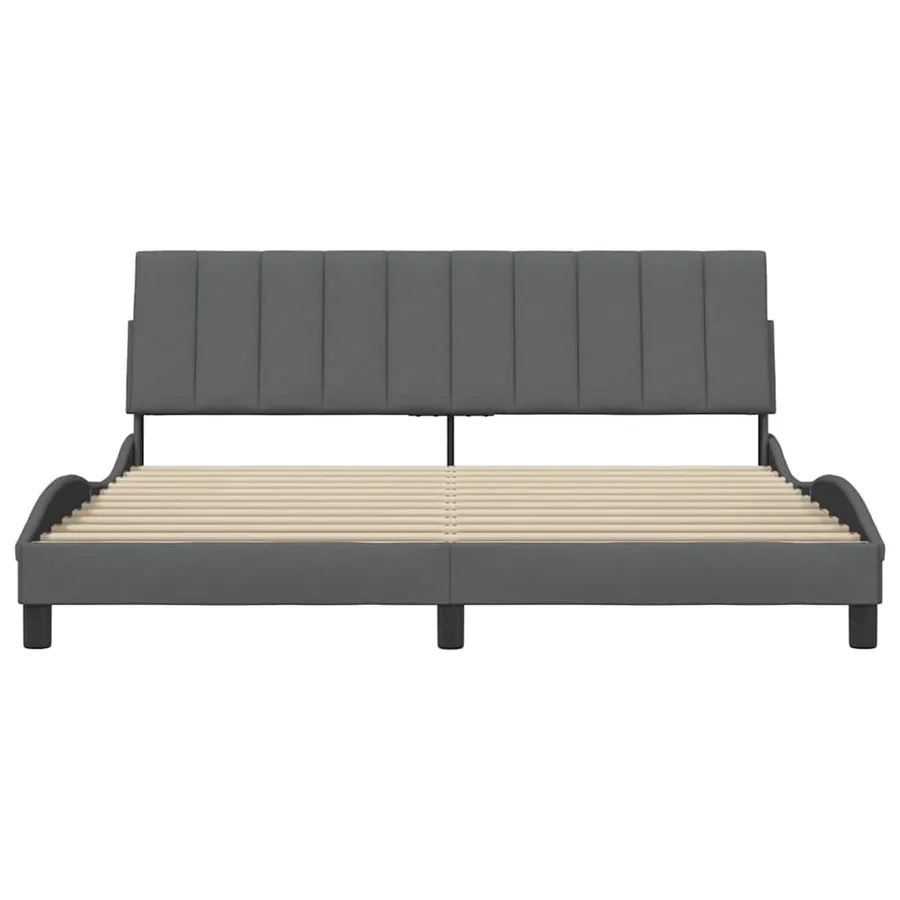Cadre de lit sans matelas Hanko gris foncé 180x200 cm tissu - 4