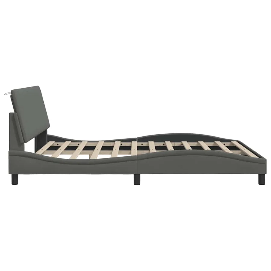 Cadre de lit sans matelas Hanko gris foncé 180x200 cm tissu - 8