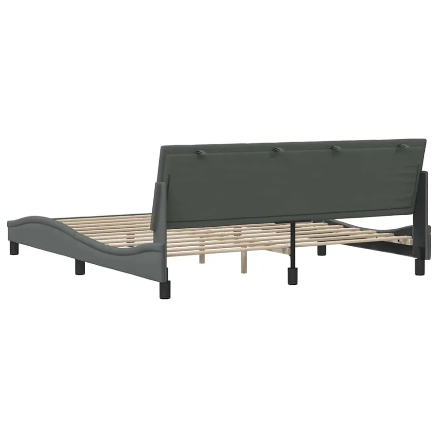 Cadre de lit sans matelas Hanko gris foncé 180x200 cm tissu - 9