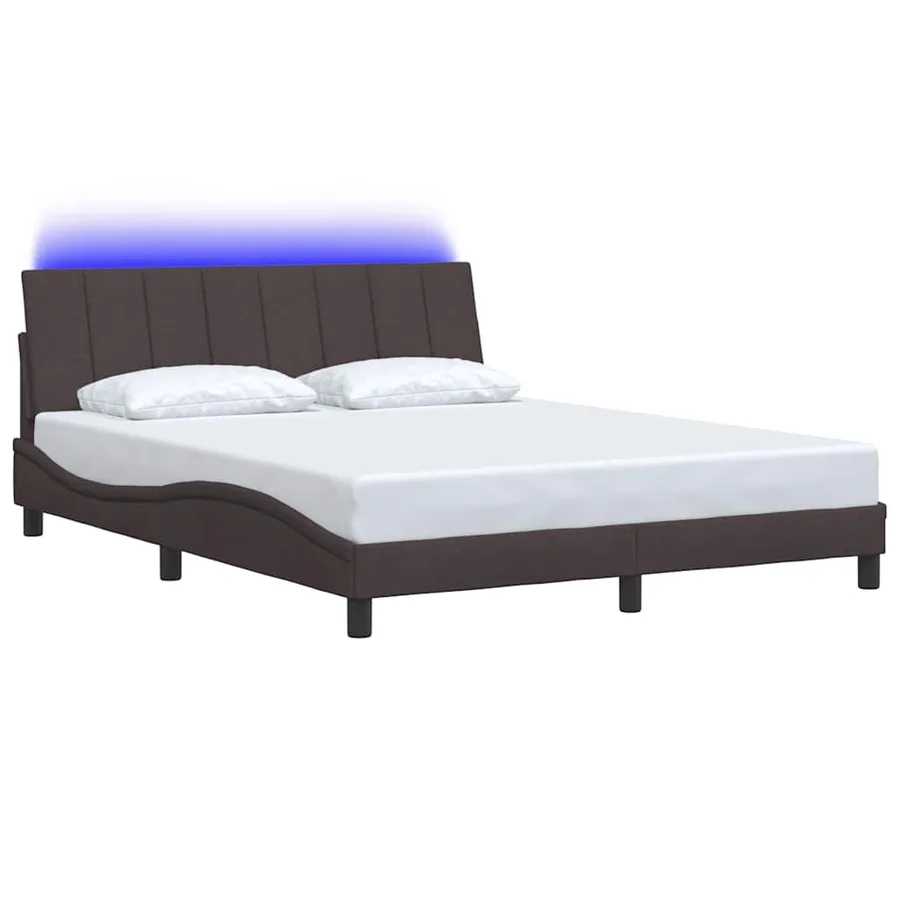 Cadre de lit sans matelas Hanko marron foncé 160x200 cm tissu - 3