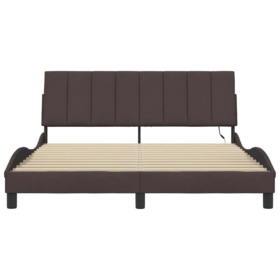 Cadre de lit sans matelas Hanko marron foncé 160x200 cm tissu - 6