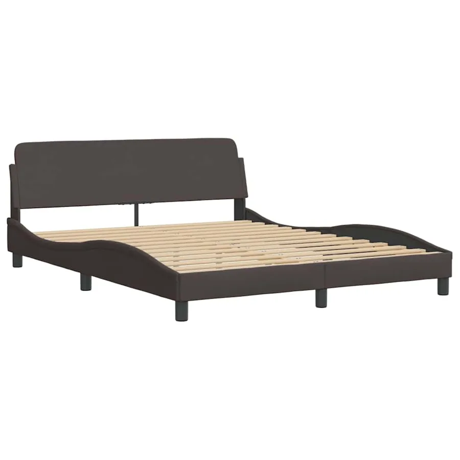 Cadre de lit sans matelas Hanko marron foncé 160x200 cm tissu - 7