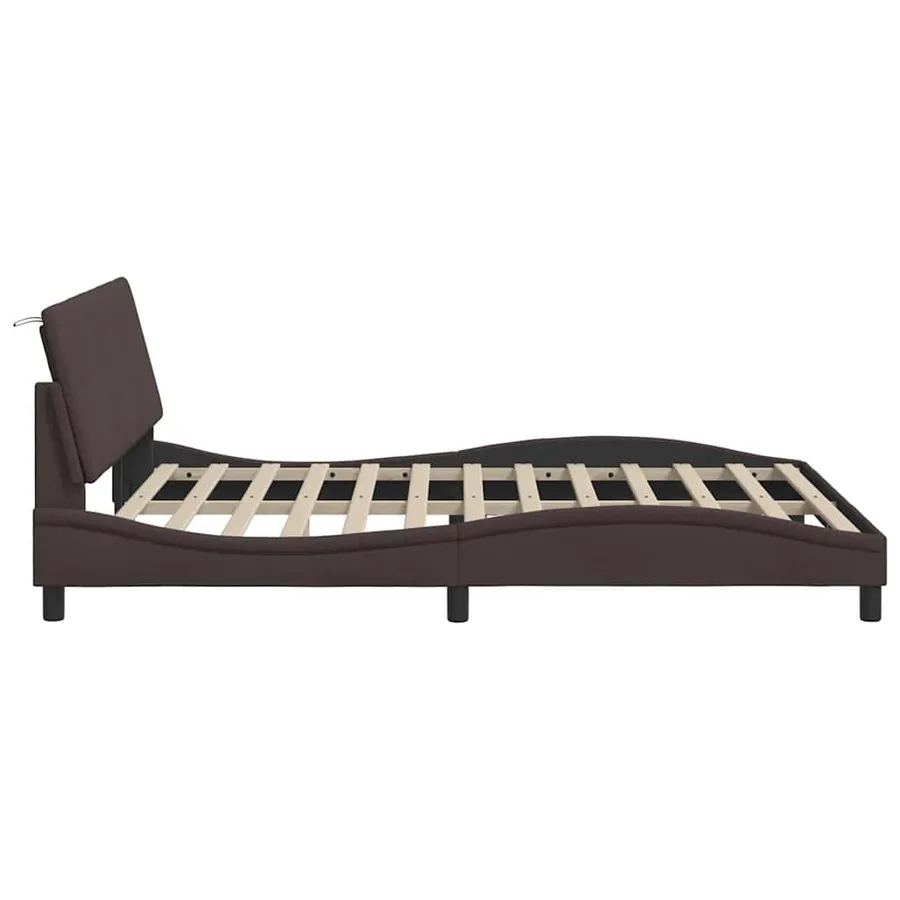 Cadre de lit sans matelas Hanko marron foncé 160x200 cm tissu - 9