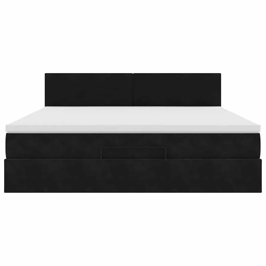Cadre de lit ottoman avec matelas noir 180x200 cm velours - 7