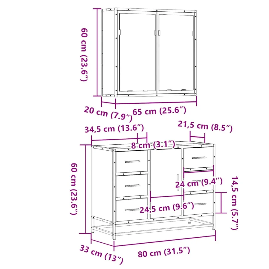 Ensemble de meubles de salle de bain 2 pcs chêne sonoma - 11