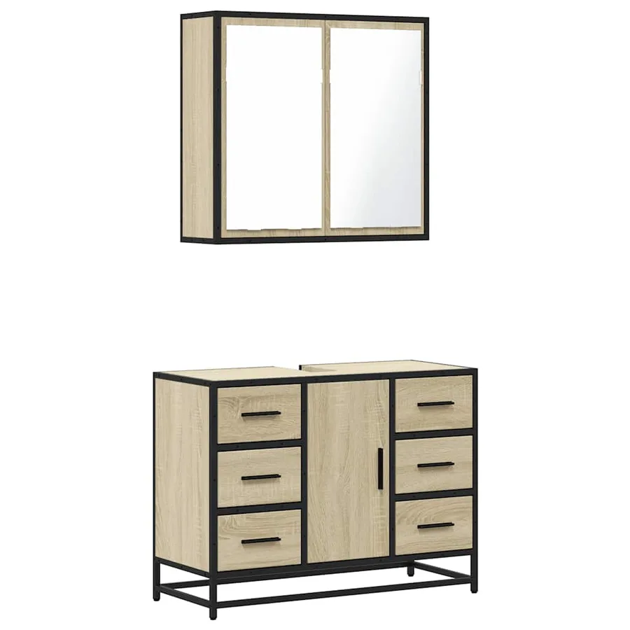 Ensemble de meubles de salle de bain 2 pcs chêne sonoma - 2