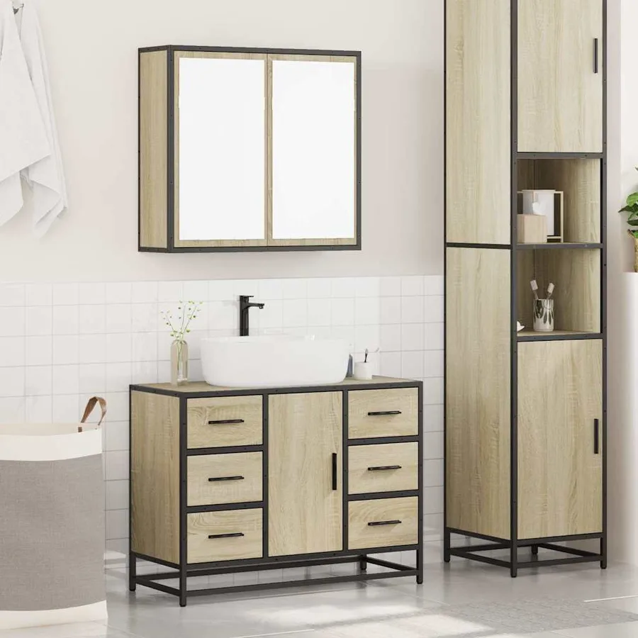 Ensemble de meubles de salle de bain 2 pcs chêne sonoma - 3