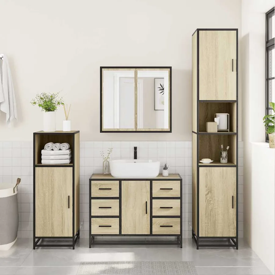 Ensemble de meubles de salle de bain 2 pcs chêne sonoma - 4