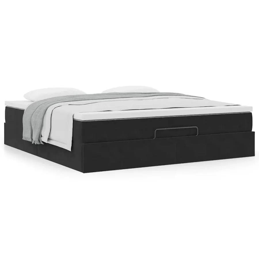 Cadre de lit ottoman avec matelas noir 180x200 cm velours - 4
