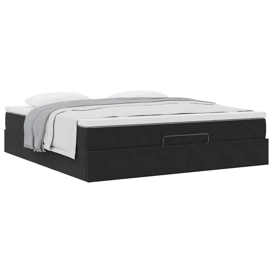 Cadre de lit ottoman avec matelas noir 180x200 cm velours - 5
