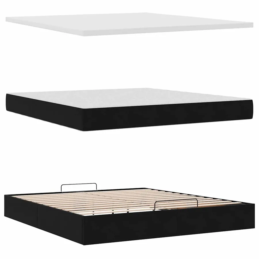 Cadre de lit ottoman avec matelas noir 180x200 cm velours - 8