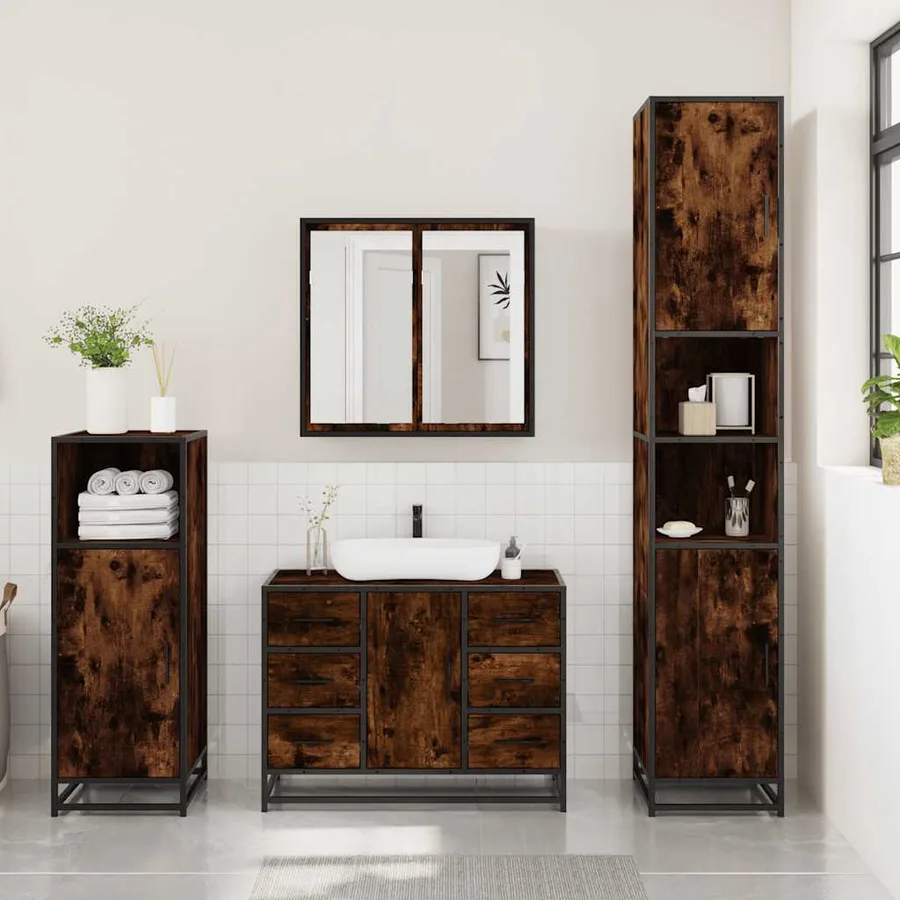 Ensemble de meubles de salle de bain 3 pcs Chêne fumé - 3