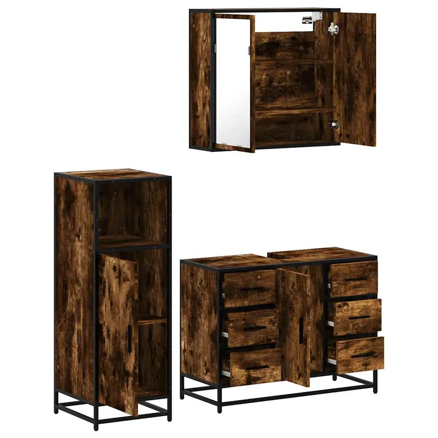 Ensemble de meubles de salle de bain 3 pcs Chêne fumé - 6