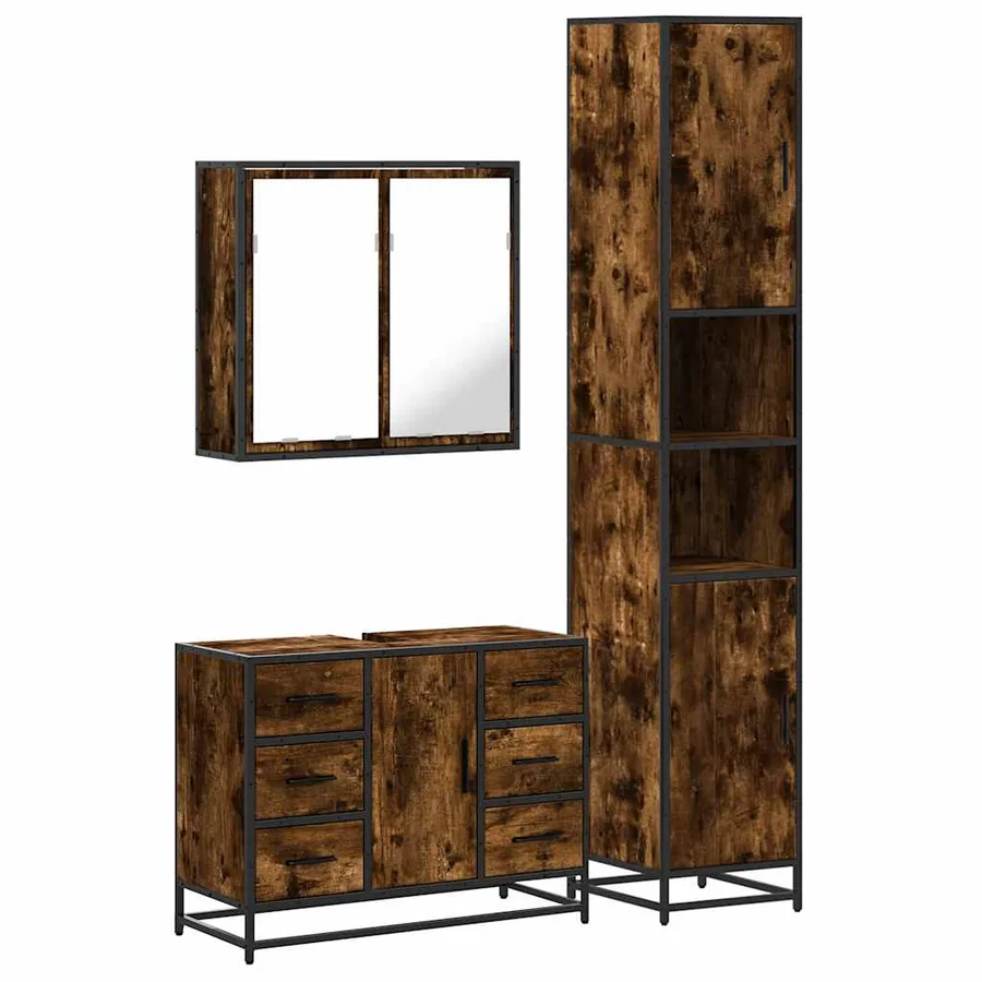 Ensemble de meubles de salle de bain 3 pcs Chêne fumé - 2