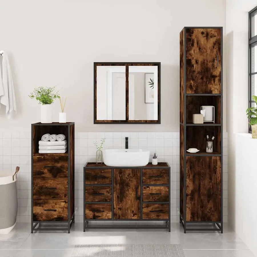 Ensemble de meubles de salle de bain 3 pcs Chêne fumé - 3