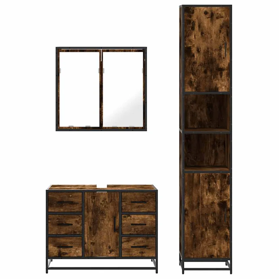 Ensemble de meubles de salle de bain 3 pcs Chêne fumé - 5
