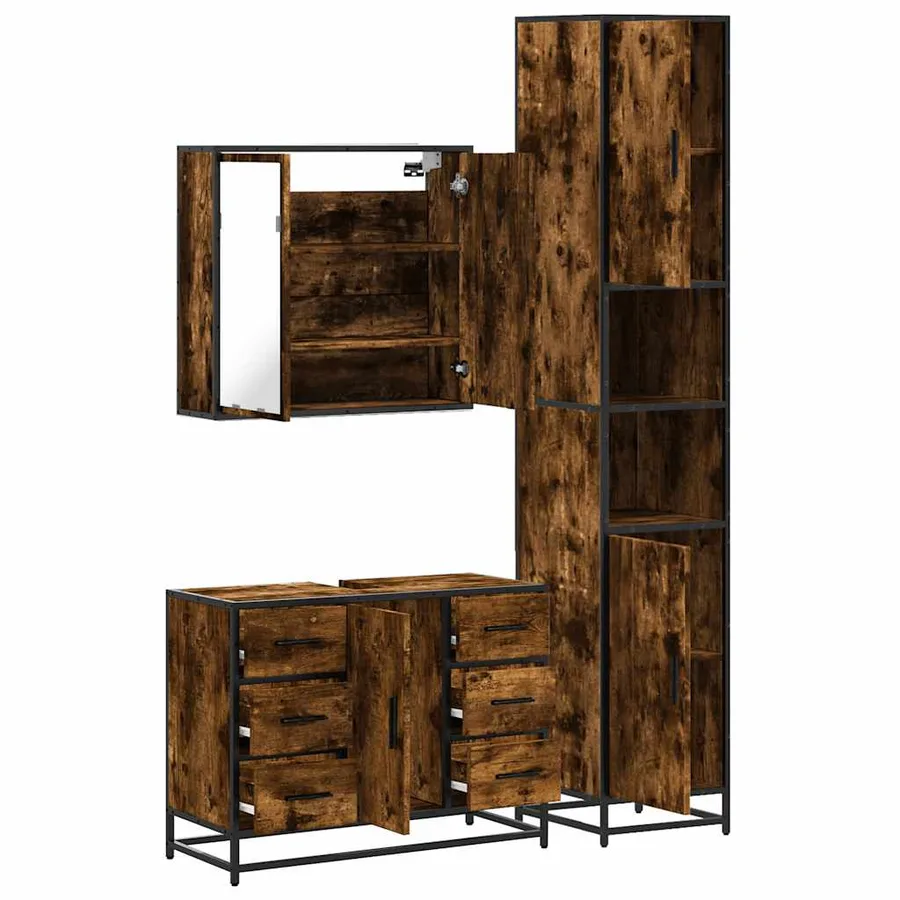 Ensemble de meubles de salle de bain 3 pcs Chêne fumé - 8