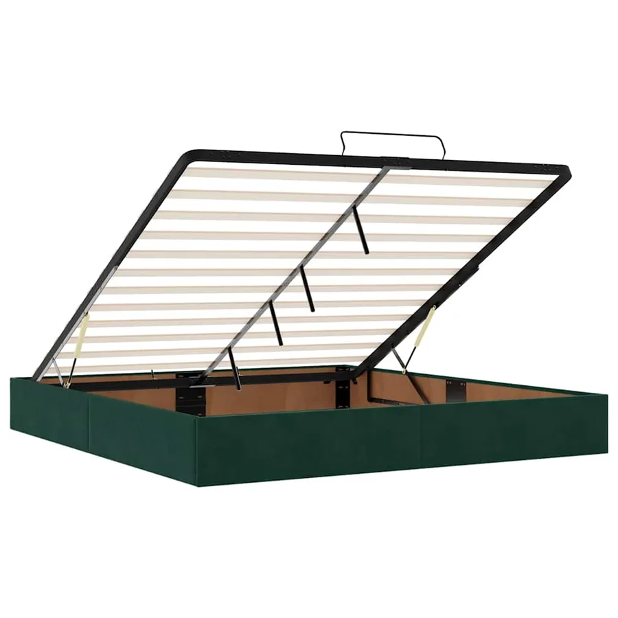 Cadre de lit ottoman avec matelas vert foncé 180x200 cm velours - 11