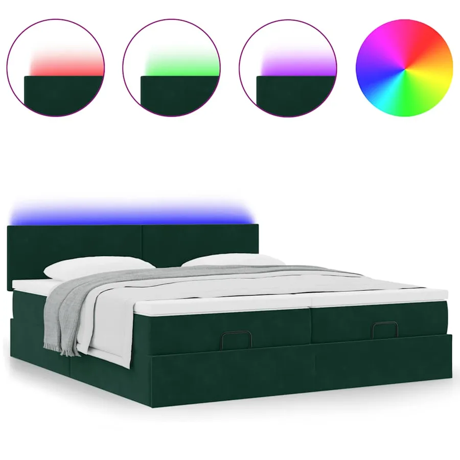Cadre de lit ottoman avec matelas vert foncé 180x200 cm velours - 5