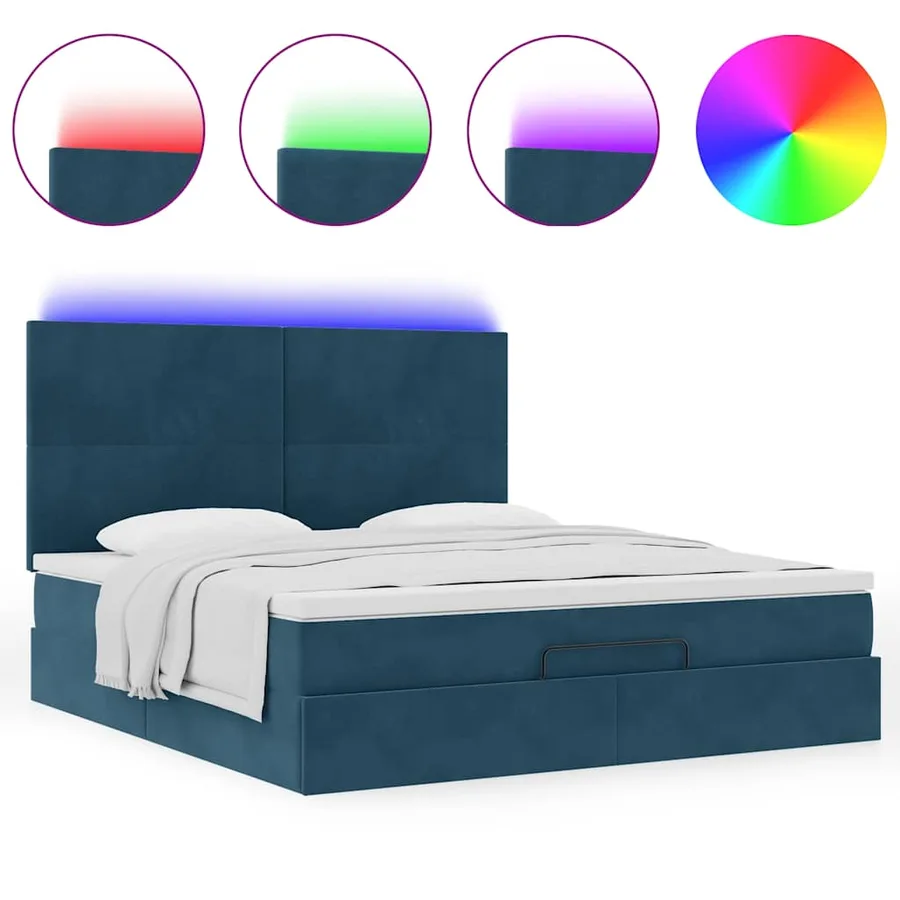 Cadre de lit ottoman avec matelas bleu foncé 180x200 cm velours - 5