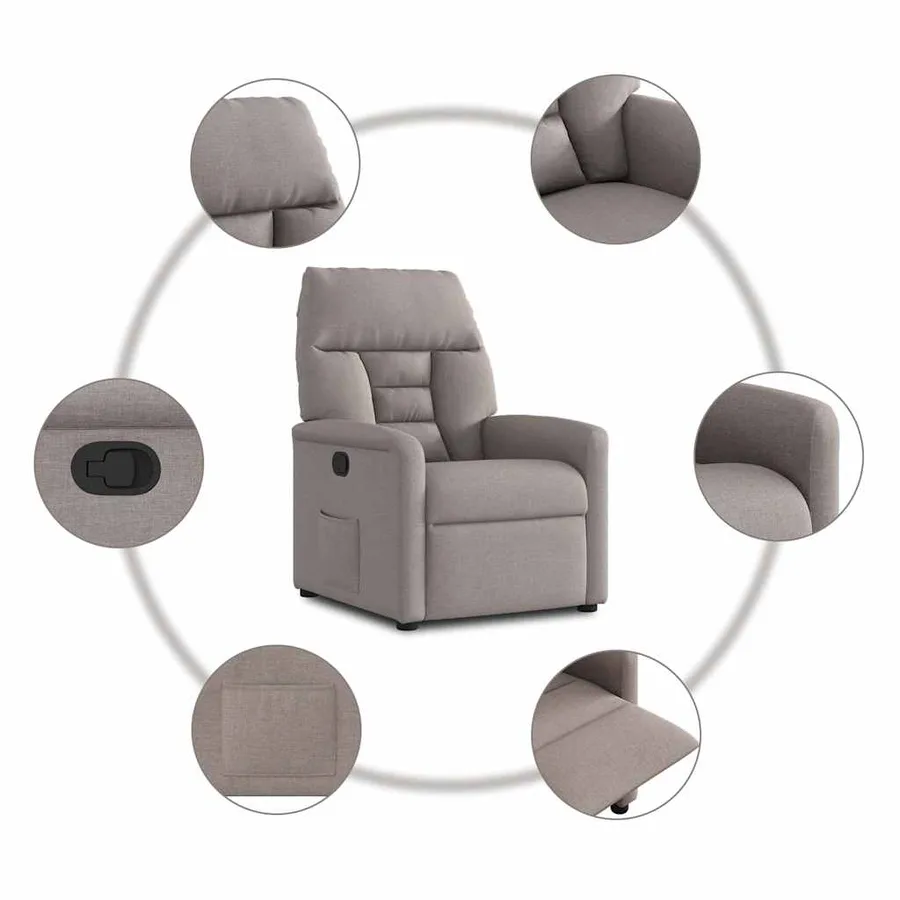 Fauteuil inclinable Taupe Tissu - 7