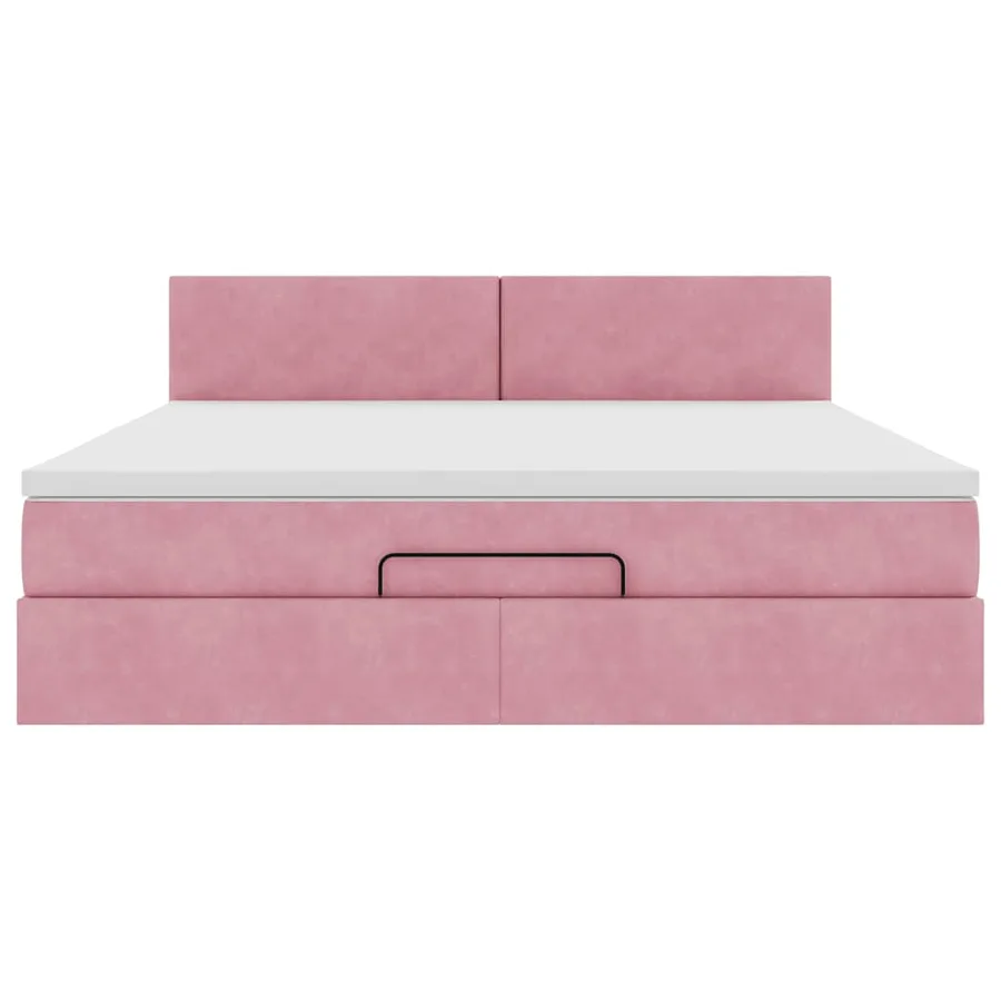 Lit ottoman avec matelas et LED Rose 180x200 cm velours - 8