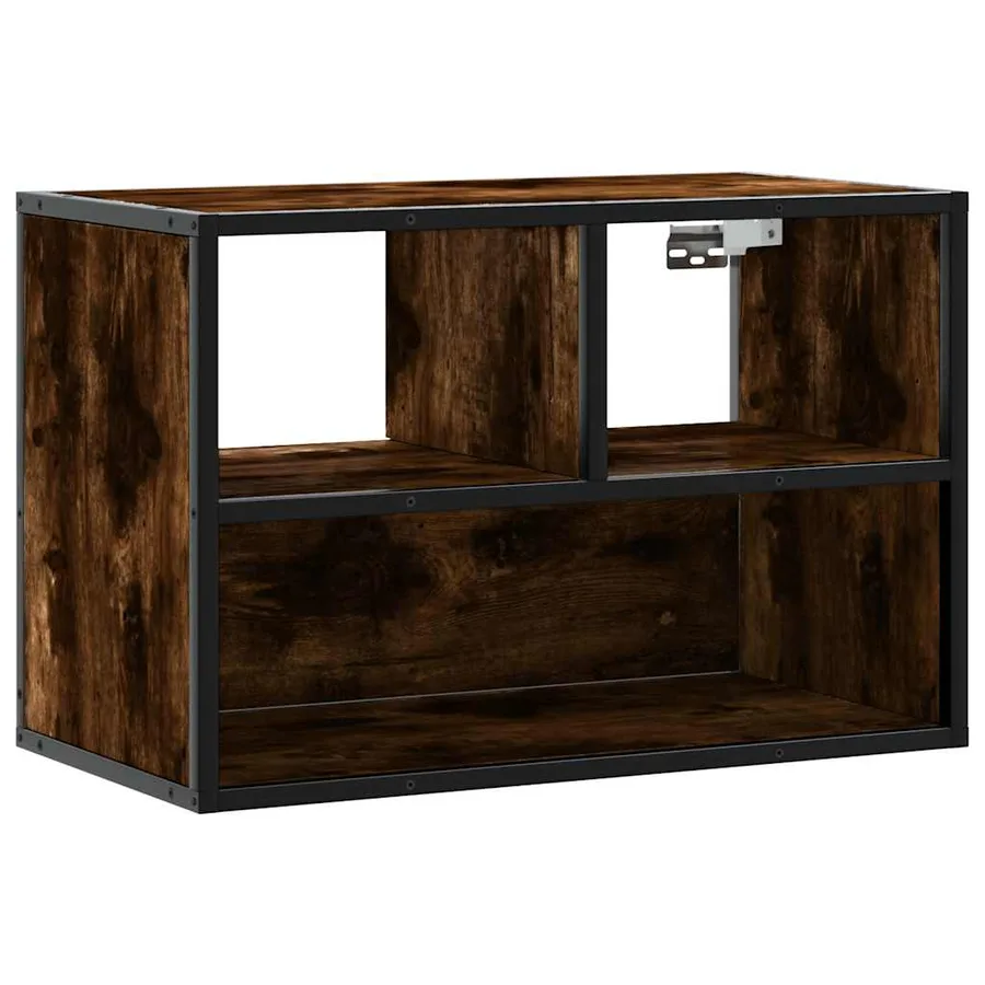 Meuble TV chêne fumé 60x31x39,5 cm bois d'ingénierie et métal - 2