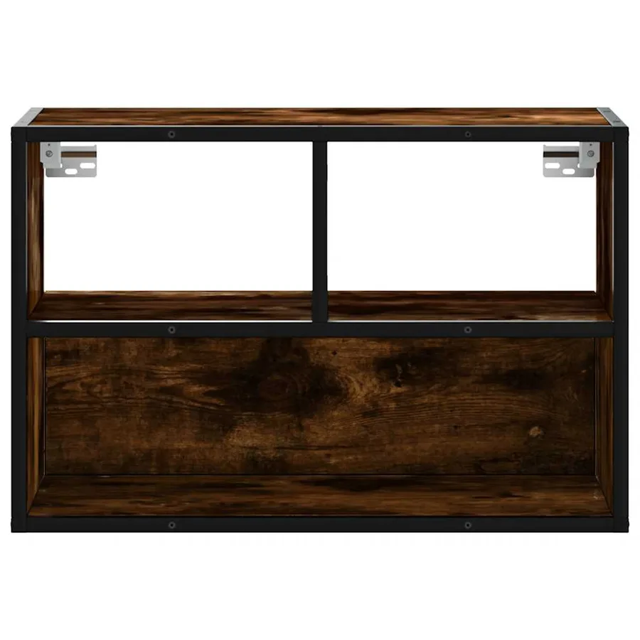 Meuble TV chêne fumé 60x31x39,5 cm bois d'ingénierie et métal - 4