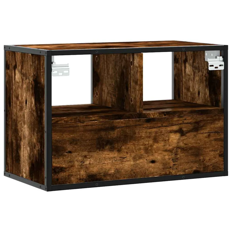 Meuble TV chêne fumé 60x31x39,5 cm bois d'ingénierie et métal - 6
