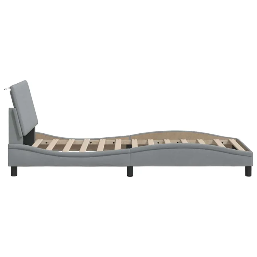 Cadre de lit sans matelas Hanko gris clair 80x200 cm tissu - 8