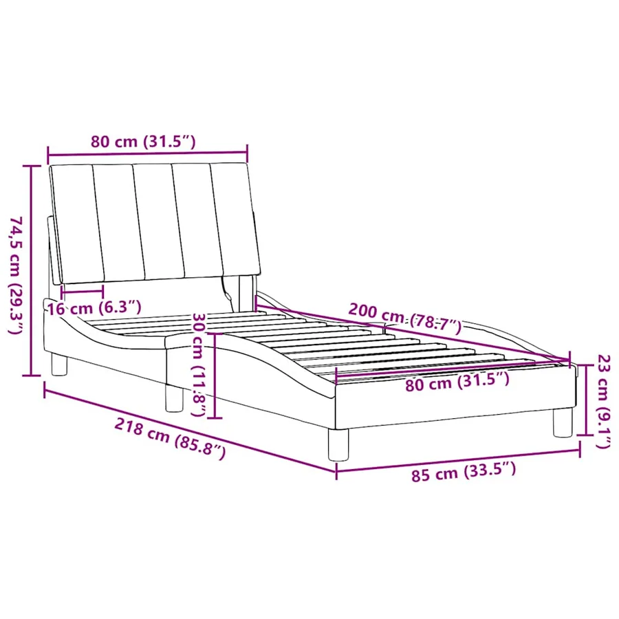 Cadre de lit sans matelas Hanko bleu 80x200 cm tissu - 16