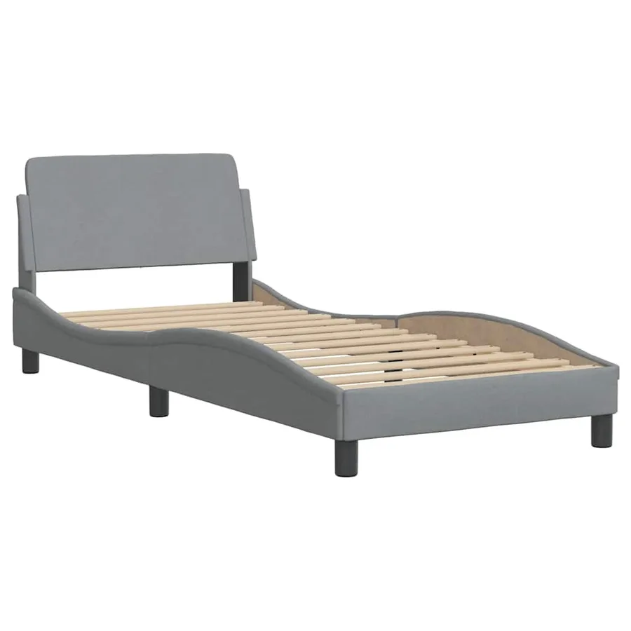 Cadre de lit sans matelas Hanko gris clair 90x190 cm tissu - 6