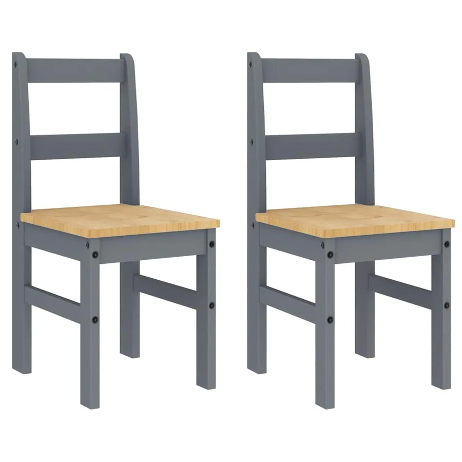 Ensemble à manger PANAMA 4 pcs gris bois de pin massif - 7
