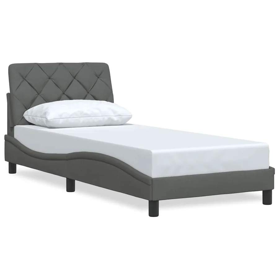 Cadre de lit sans matelas gris foncé 80x200 cm tissu - 2