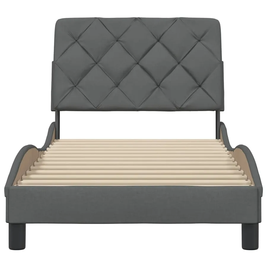 Cadre de lit sans matelas gris foncé 80x200 cm tissu - 5