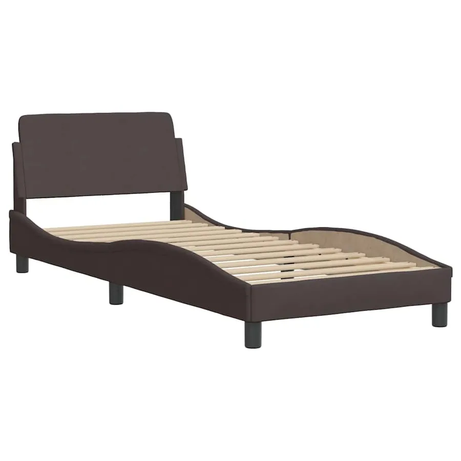 Cadre de lit avec LED sans matelas marron foncé 80x200 cm tissu - 7