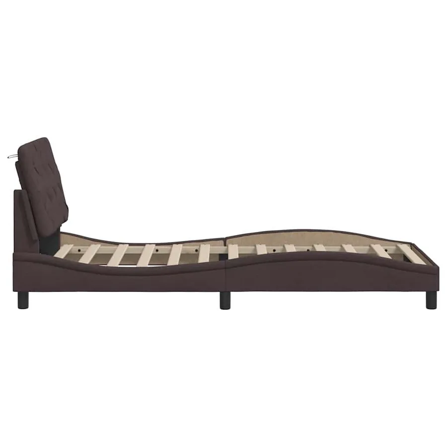 Cadre de lit avec LED sans matelas marron foncé 80x200 cm tissu - 9