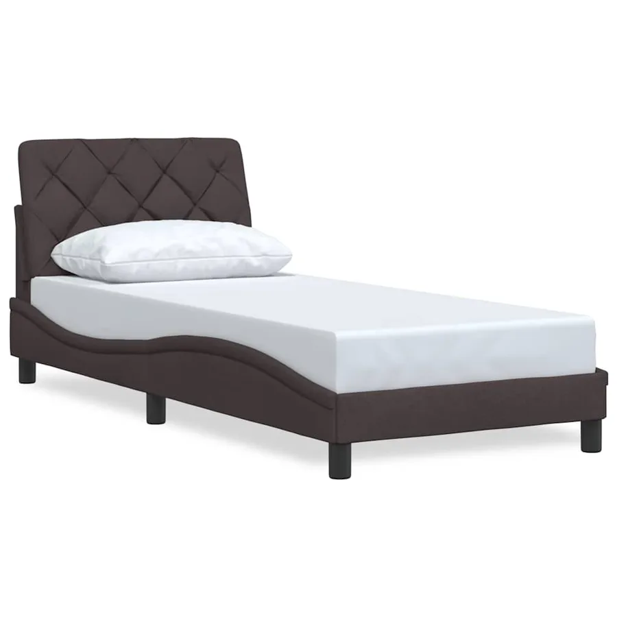 Cadre de lit sans matelas marron foncé 80x200 cm tissu - 2