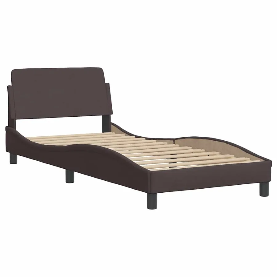 Cadre de lit sans matelas marron foncé 80x200 cm tissu - 6