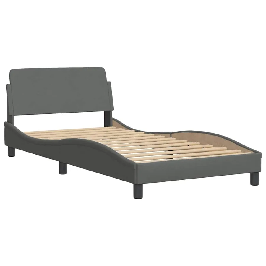 Cadre de lit avec LED sans matelas gris foncé 100x200 cm tissu - 7