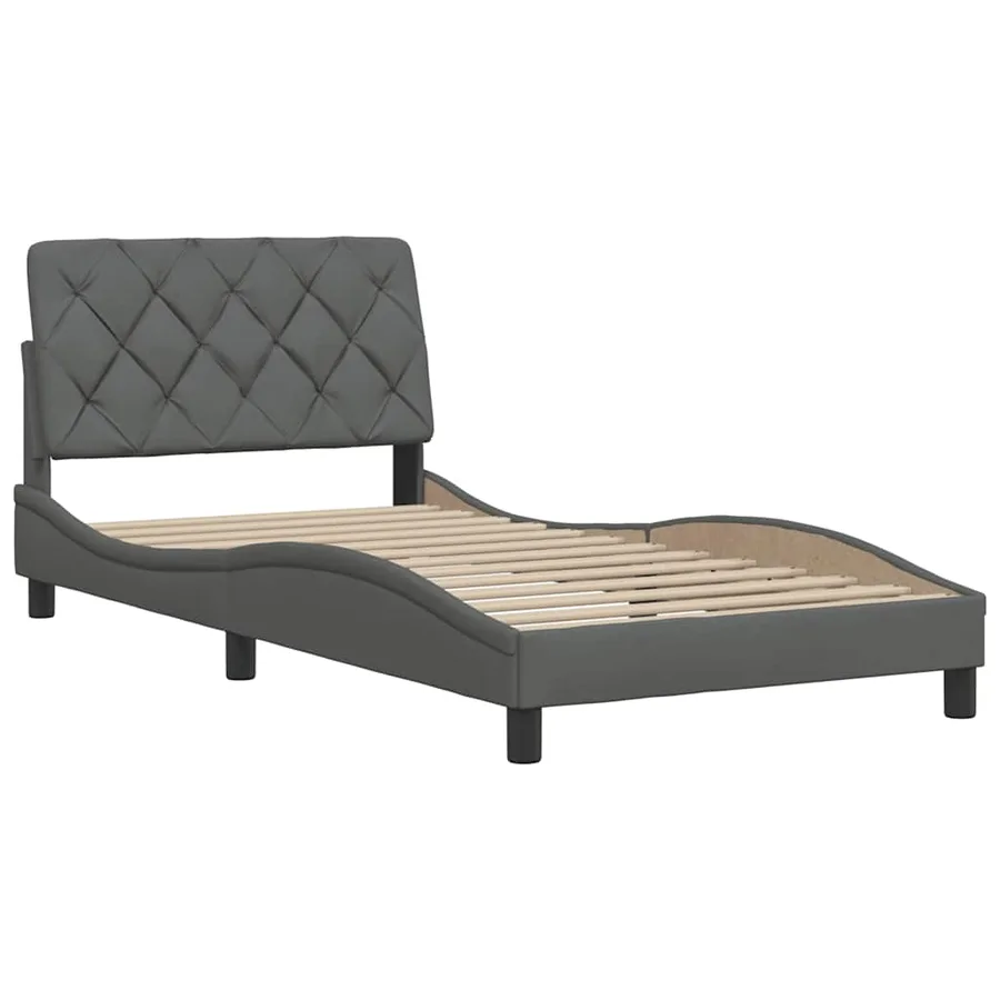 Cadre de lit avec LED sans matelas gris foncé 100x200 cm tissu - 9