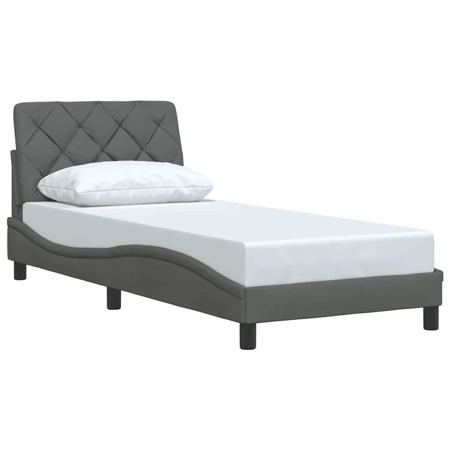 Cadre de lit sans matelas gris foncé 90x200 cm tissu - 3