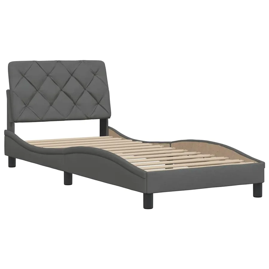 Cadre de lit sans matelas gris foncé 90x200 cm tissu - 4