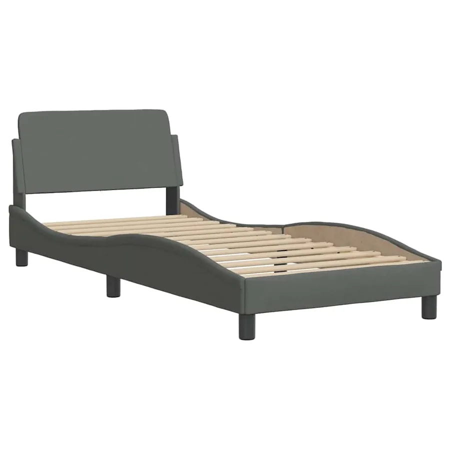 Cadre de lit sans matelas gris foncé 90x200 cm tissu - 6